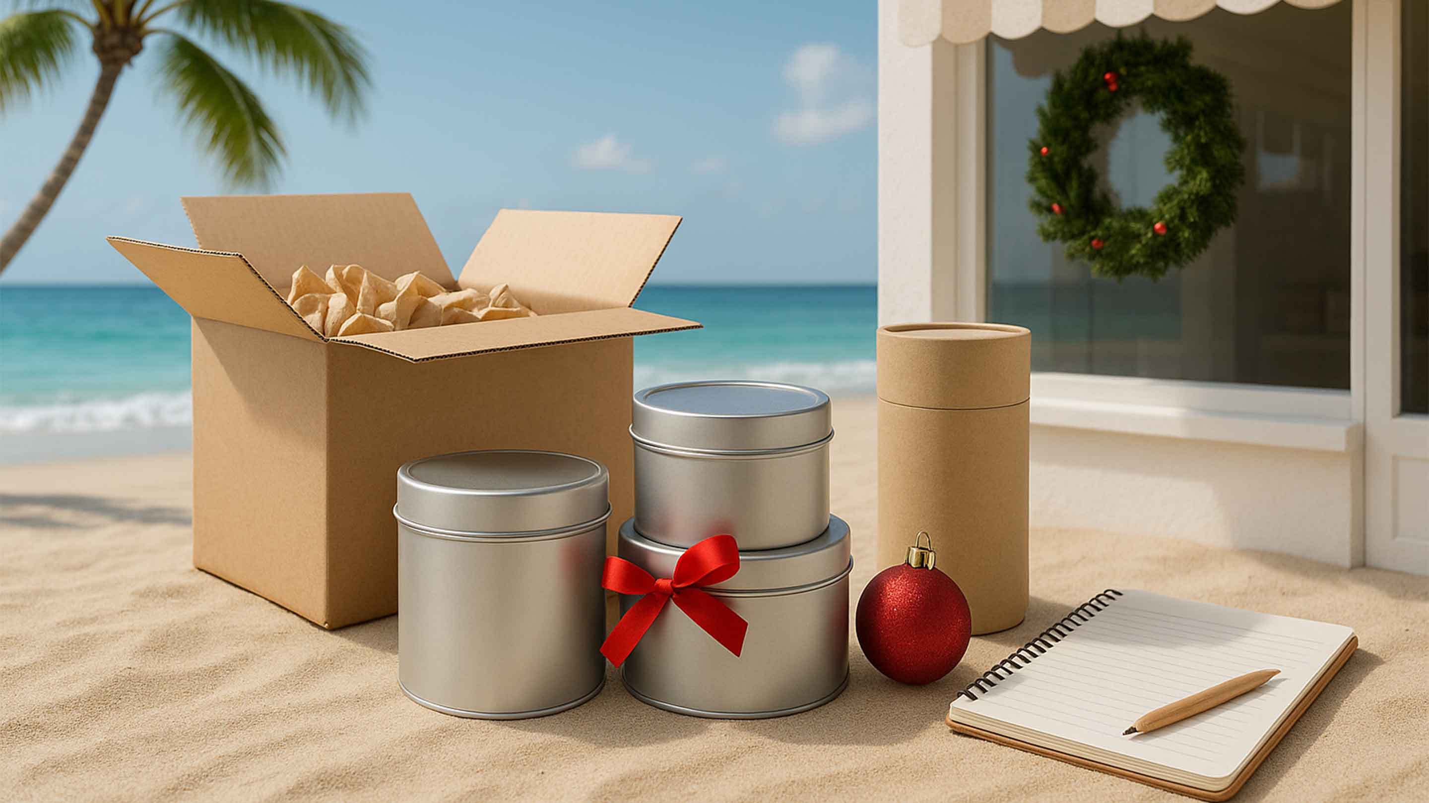 Leuke verpakking in een keuken met kerstversiering