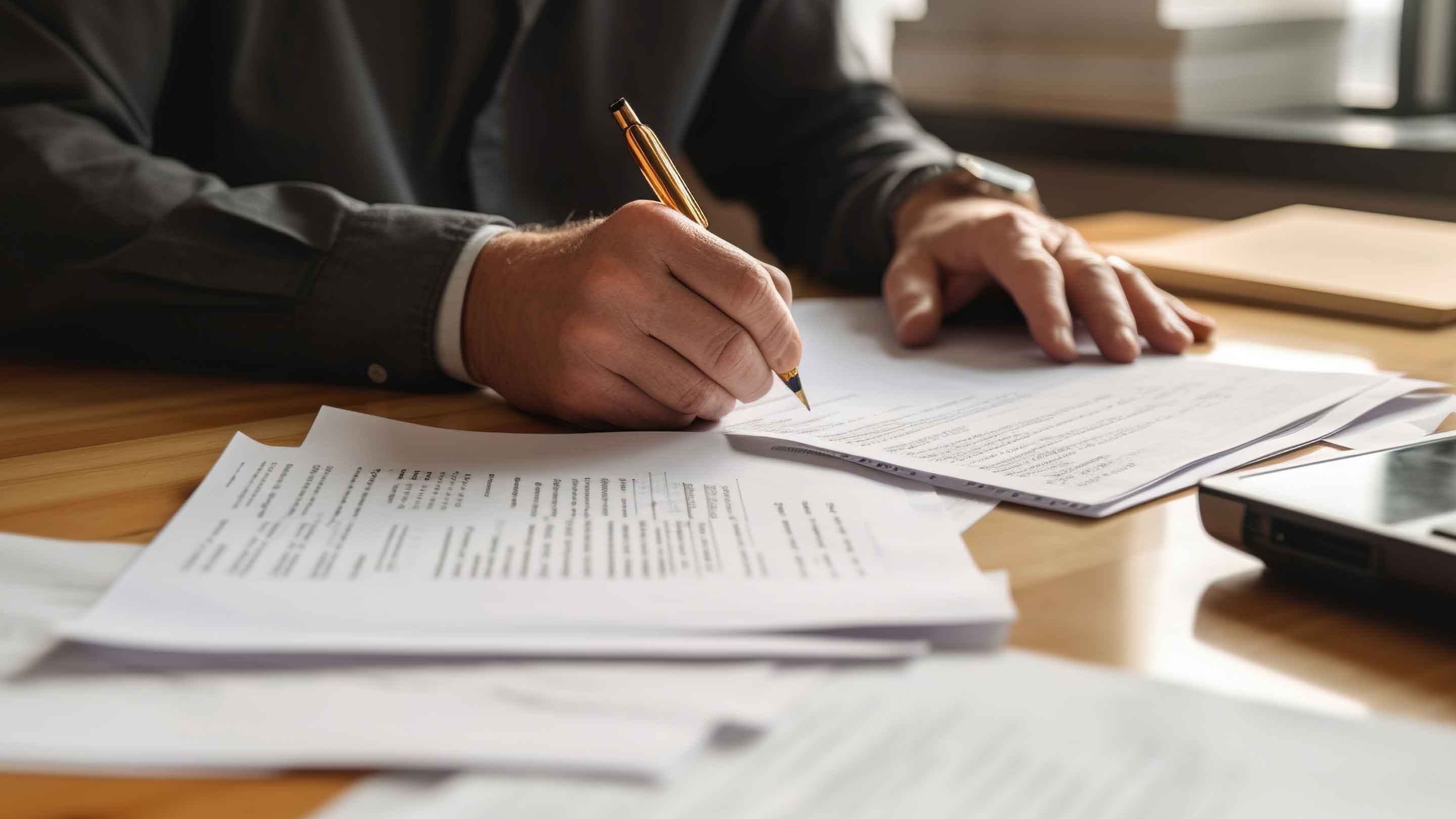 Wettelijk papier wordt ondertekend