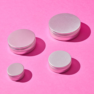 Zilver rond aluminium blik met gladde deksel en EPE coating