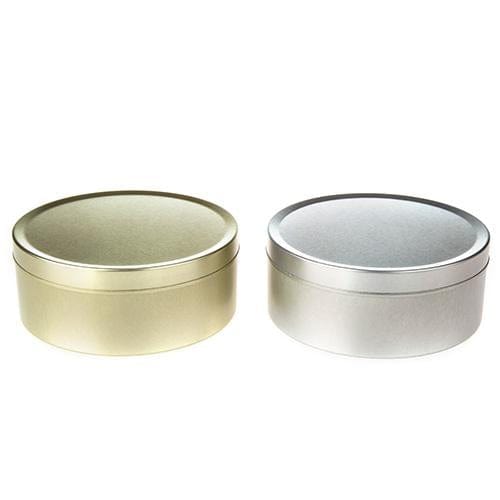 Zilveren en gouden ronde naadloze reis snoepjes blikken met gesloten schuifdeksel