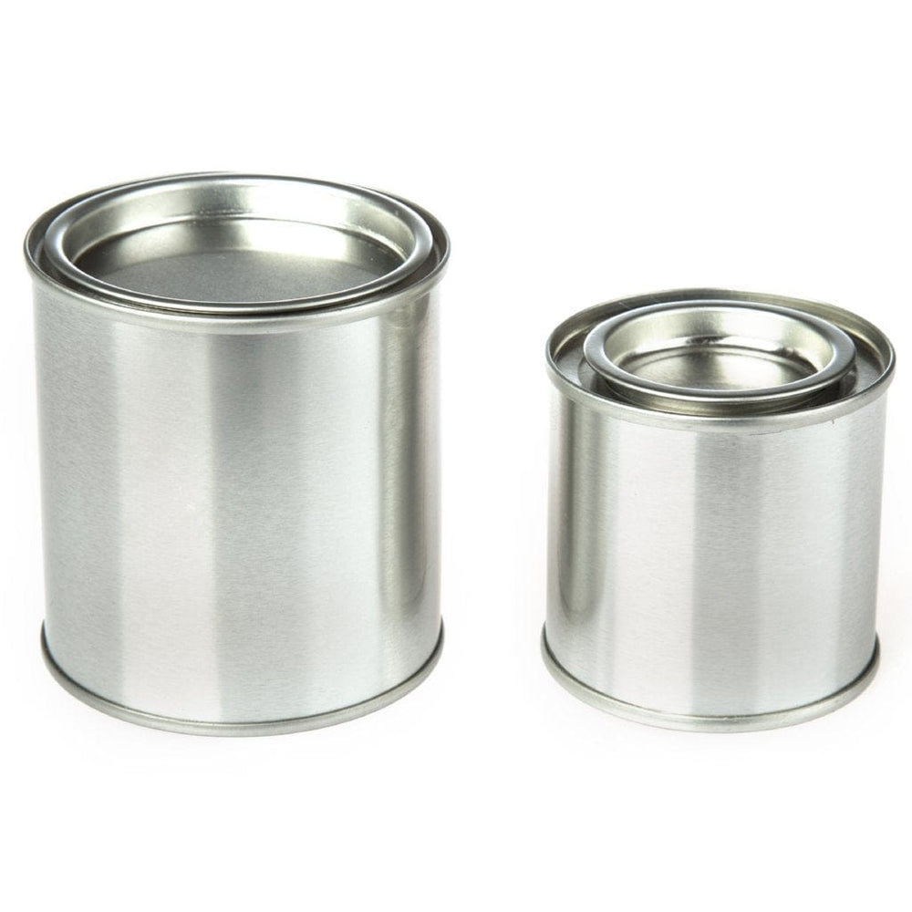 Verzameling ronde blikken in verfpotstijl