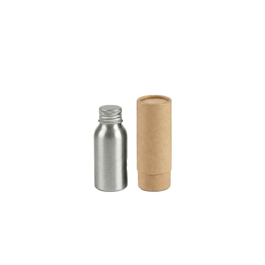 Zilver of zwart aluminium fles met schroefdeksel en optionele pomp- of spuitdop