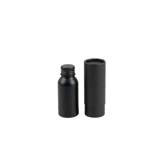 Zilver of zwart aluminium fles met schroefdeksel en optionele pomp- of spuitdop
