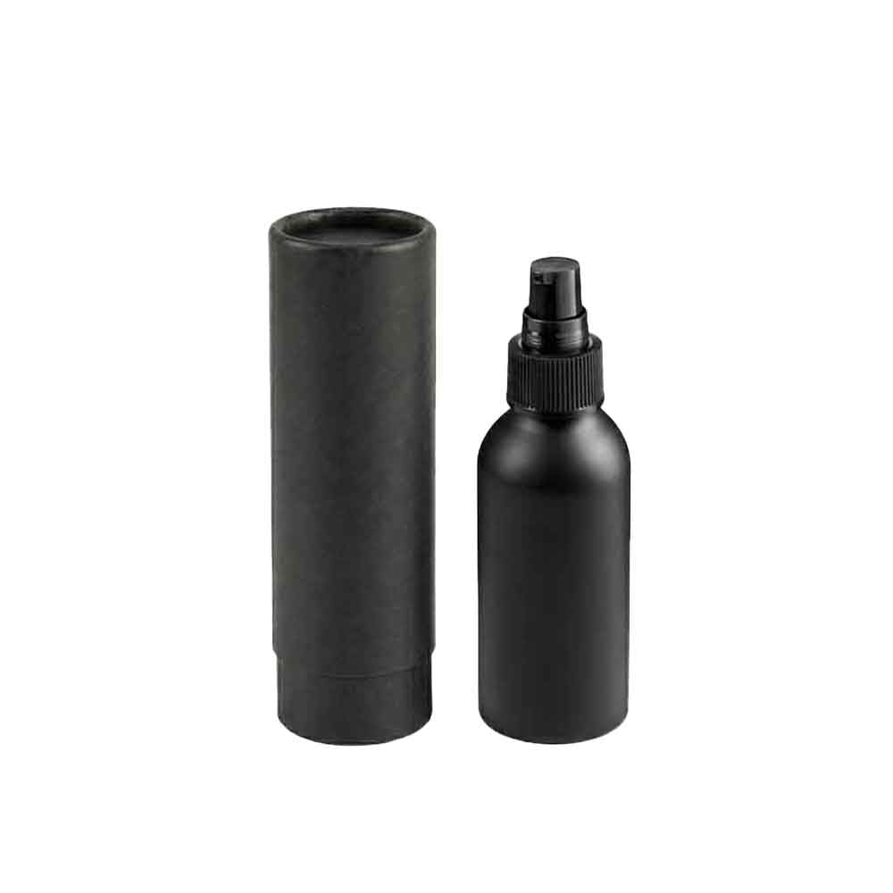 Zilver of zwart aluminium fles met schroefdeksel en optionele pomp- of spuitdop