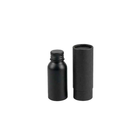 Zilver of zwart aluminium fles met schroefdeksel en optionele pomp- of spuitdop