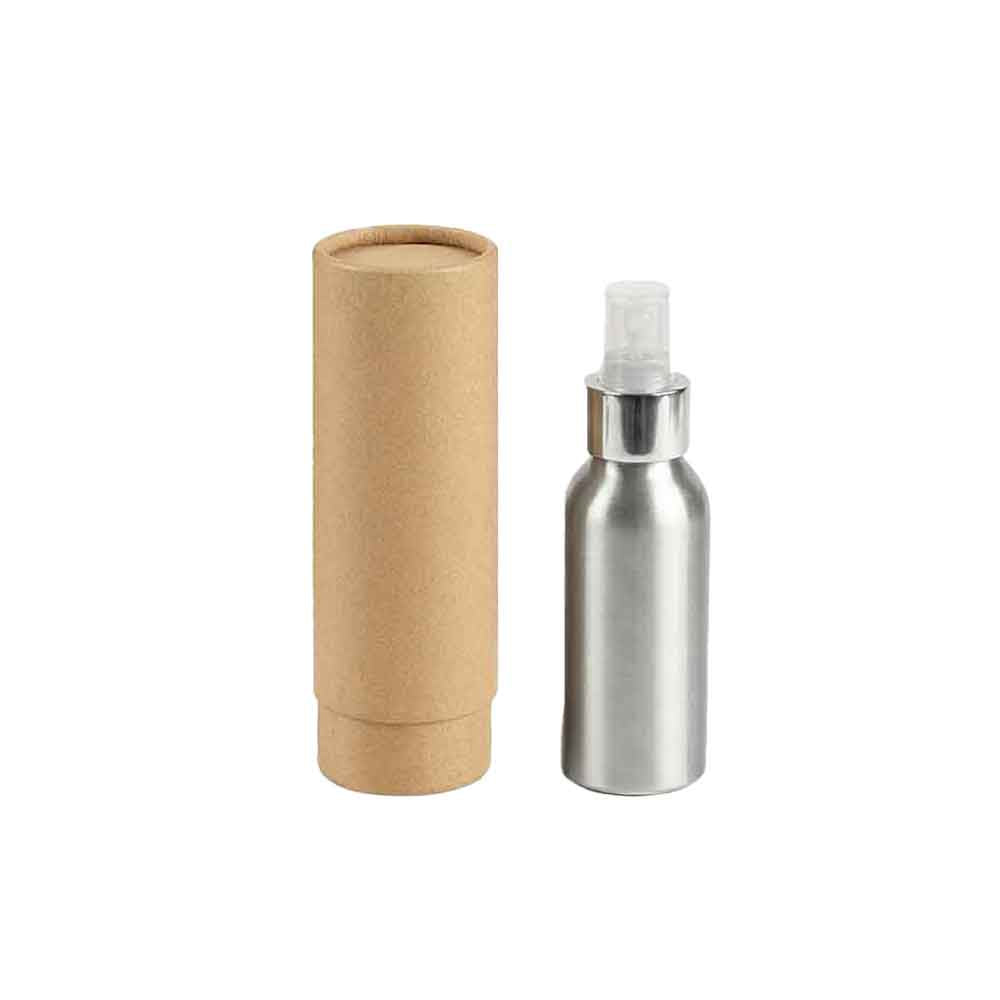 Zilver of zwart aluminium fles met schroefdeksel en optionele pomp- of spuitdop