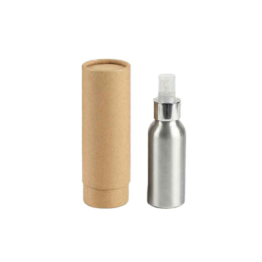 Zilver of zwart aluminium fles met schroefdeksel en optionele pomp- of spuitdop