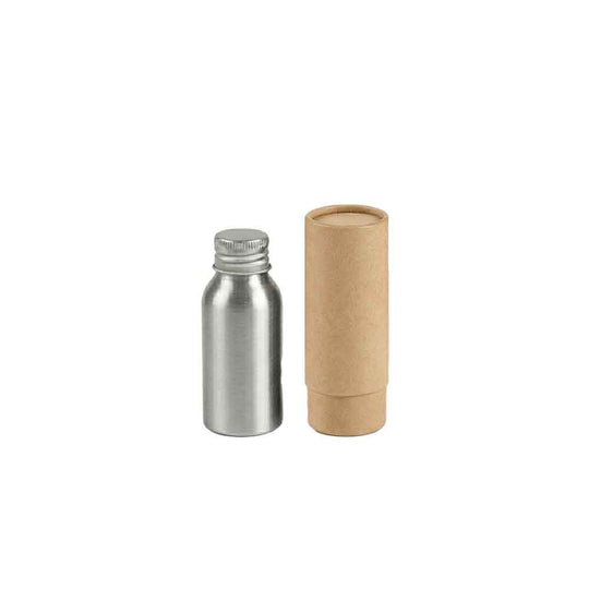 Zilver of zwart aluminium fles met schroefdeksel en optionele pomp- of spuitdop