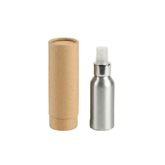 Zilver of zwart aluminium fles met schroefdeksel en optionele pomp- of spuitdop