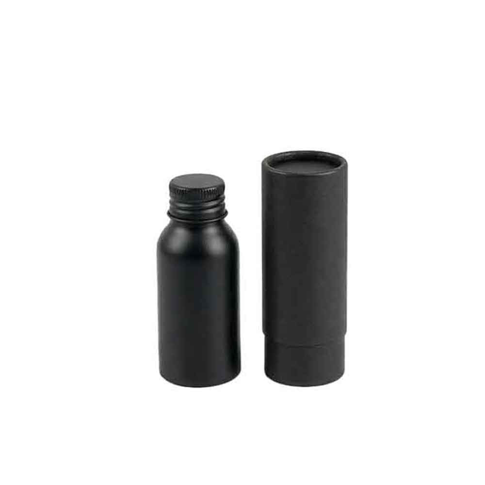 Zilver of zwart aluminium fles met schroefdeksel en optionele pomp- of spuitdop