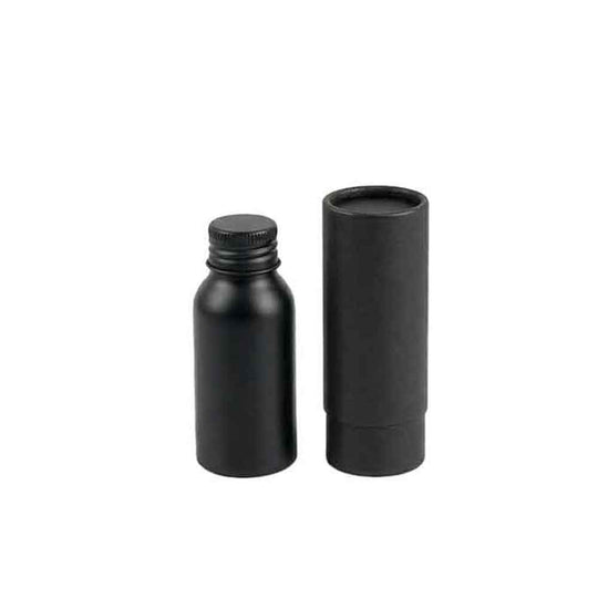 Zilver of zwart aluminium fles met schroefdeksel en optionele pomp- of spuitdop