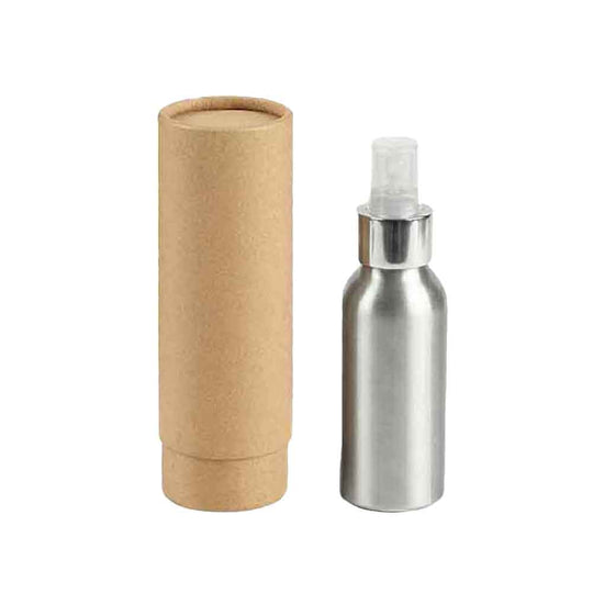 Zilver of zwart aluminium fles met schroefdeksel en optionele pomp- of spuitdop