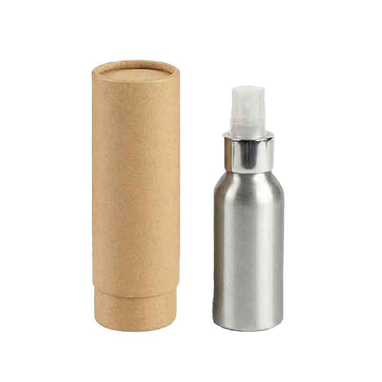 Zilver of zwart aluminium fles met schroefdeksel en optionele pomp- of spuitdop