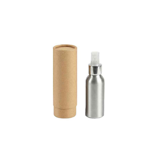 Zilver of zwart aluminium fles met schroefdeksel en optionele pomp- of spuitdop
