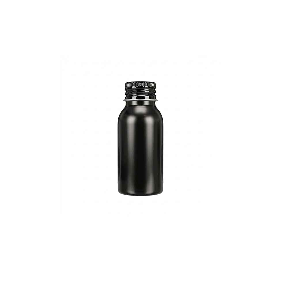 Hoogglans zwarte aluminium fles (50 ml)