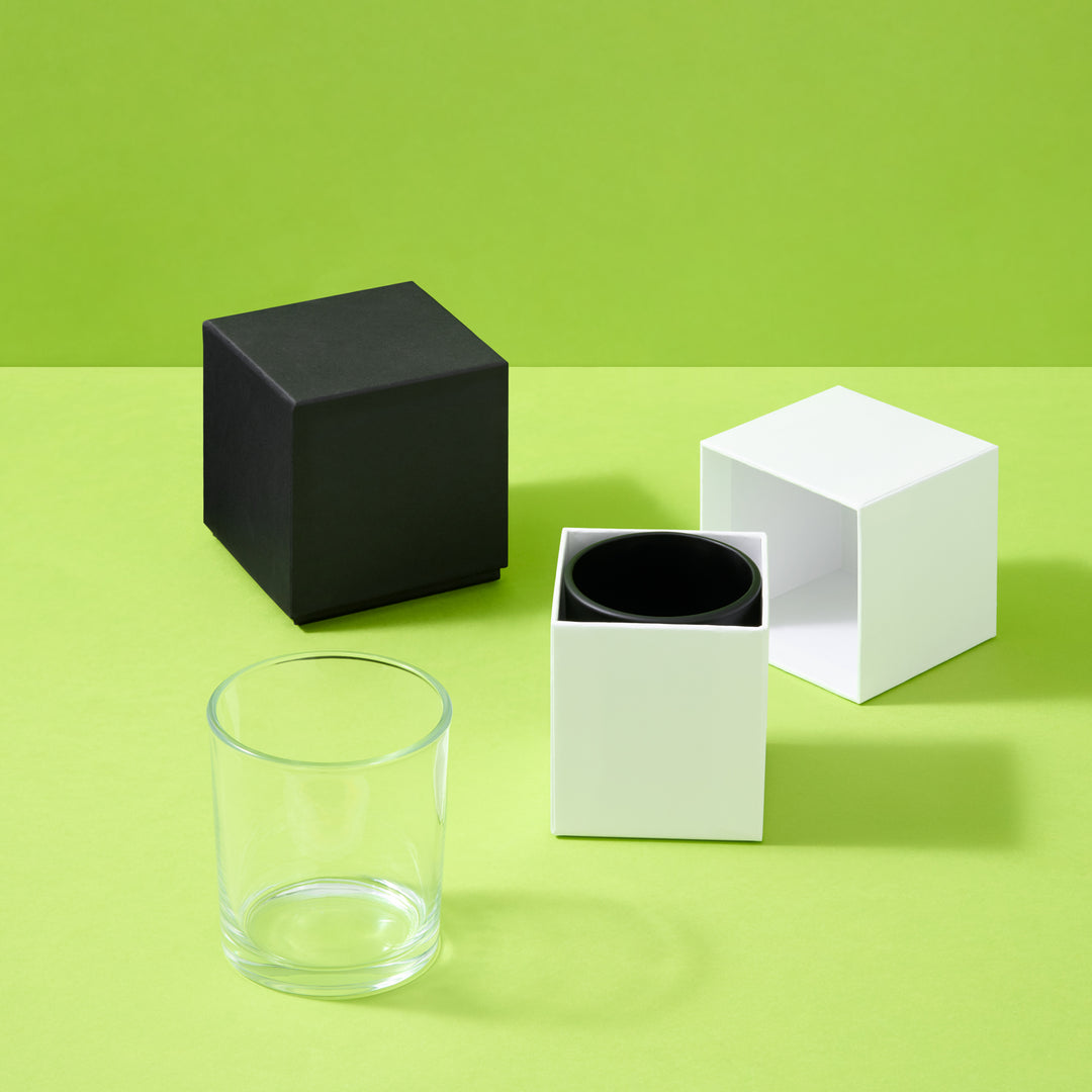 Glazen kaarsen pot (Helder & Zwart)
