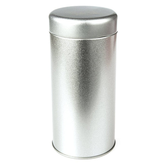 Zilveren ronde tinnen doos met draaideksel 