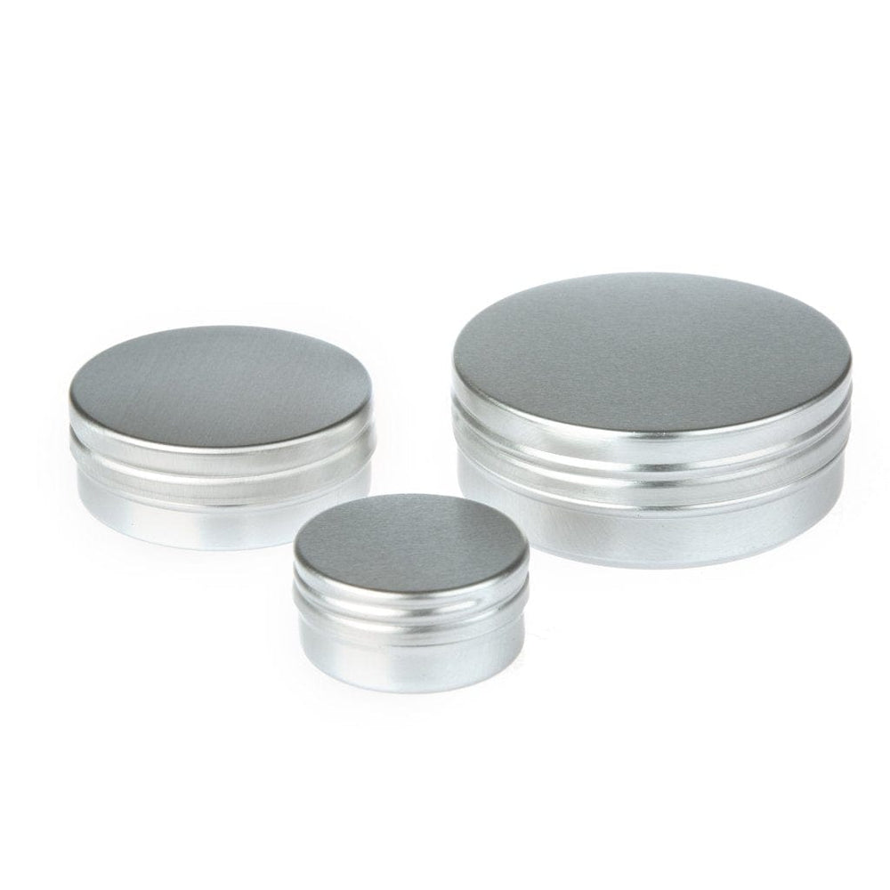Verzameling ronde aluminium blikken met gladde deksel en EPE liners